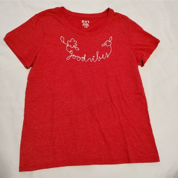 EV1 Good Vibes Women's Red Tee Sz XL - Picture 2 of 4